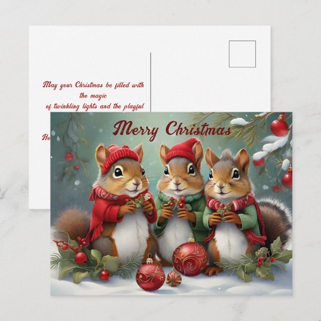 Niedliche Weihnachtshörnchen Charming Postkarte (Vorne/Hinten)