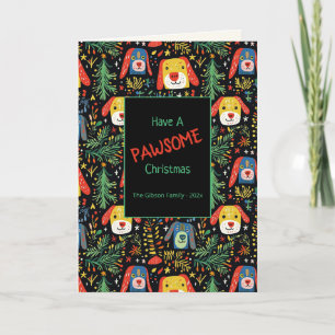 Niedliche Weihnachtshunde Faltkarte Feiertagskarte