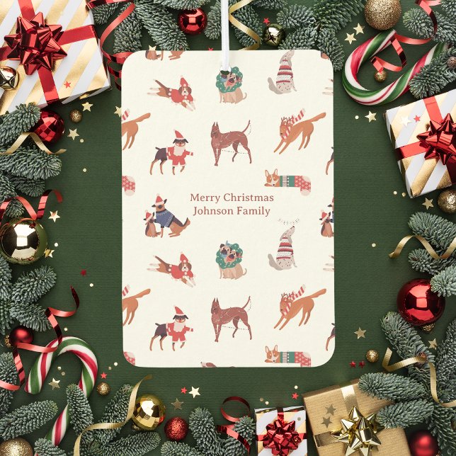 Niedliche Weihnachtshunde Pattern Air Freshener Autolufterfrischer (Von Creator hochgeladen)