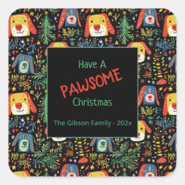 Niedliche Weihnachtshunde Quadratischer Aufkleber