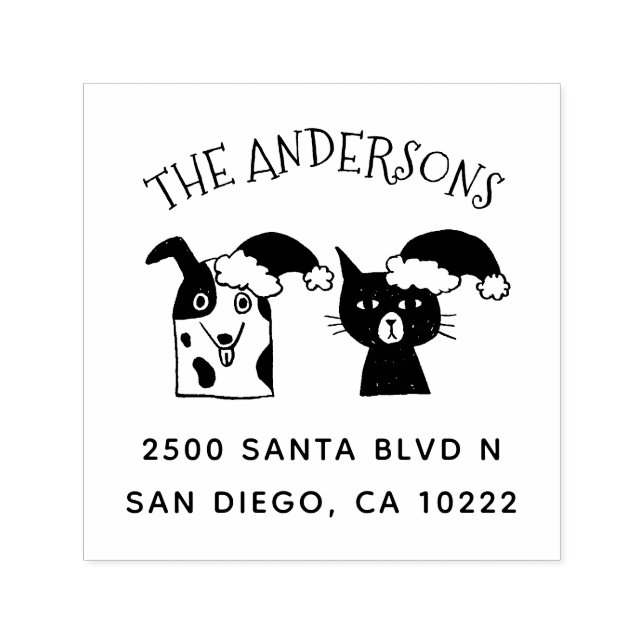 Niedliche Weihnachtshunde und Katze Weihnachten Rü Permastempel (Design)