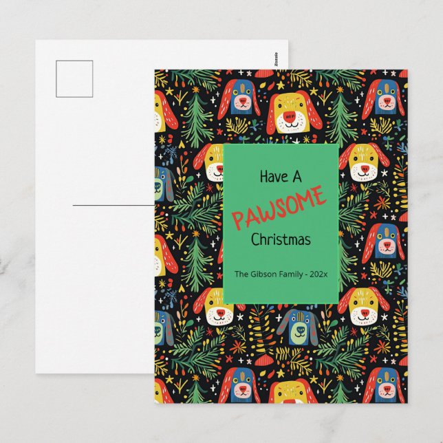 Niedliche Weihnachtshunde Weihnachten Urlaub Postk (Vorne/Hinten)