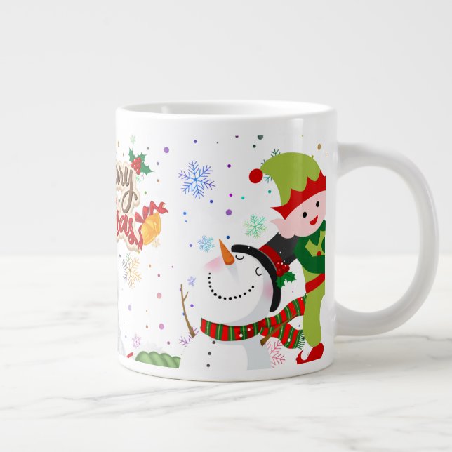Niedliche Weihnachtsjubiläum-Tasse Jumbo-Tasse (Rechts)