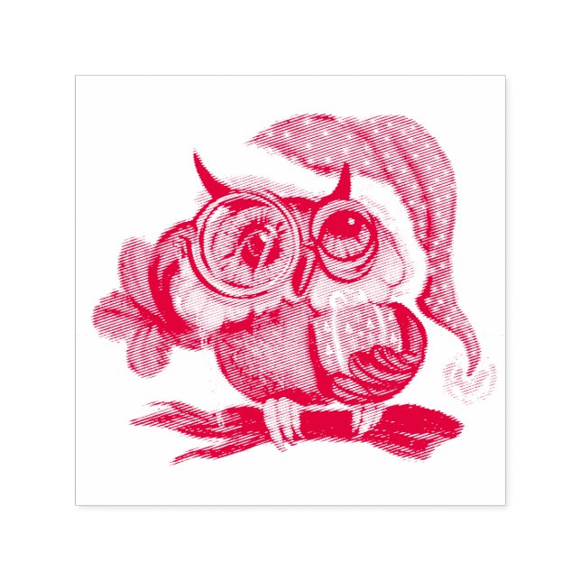 Niedliche Weihnachtsjunge Owl Selbstfarbige Briefm Permastempel (Design)