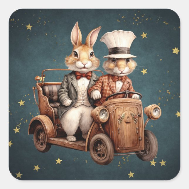 Niedliche Weihnachtskaninchen Quadratischer Aufkleber (Vorderseite)
