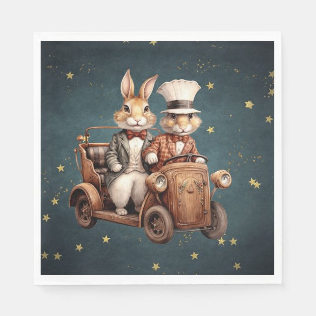 Niedliche Weihnachtskaninchen Serviette (Vorderseite)