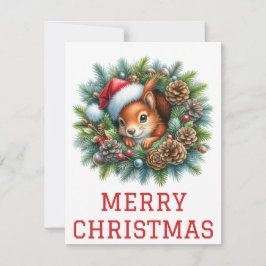 Niedliche Weihnachtskarte für Eichhörnchen Feiertagskarte