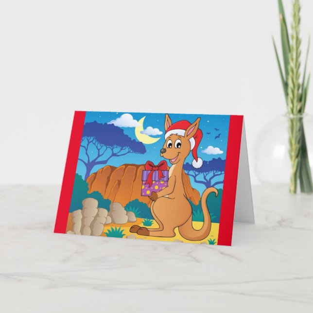 Niedliche Weihnachtskarte Kangaroo Feiertagskarte (Vorderseite)