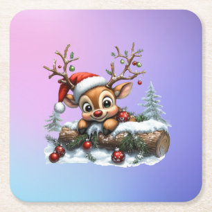 Niedliche Weihnachtskarte mit Ornamenten Rechteckiger Pappuntersetzer