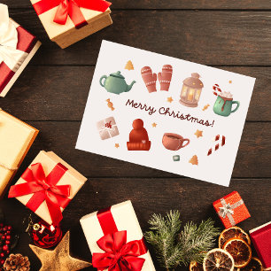 Niedliche Weihnachtskarte mit Süßspeise Feiertagskarte