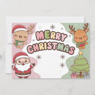 Niedliche Weihnachtskarte mit Weihnachtsmann und R Feiertagskarte