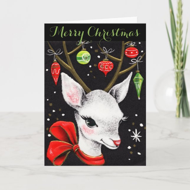 Niedliche Weihnachtskarte, niedliches Hirsch, Sieg Feiertagskarte (Vorderseite)