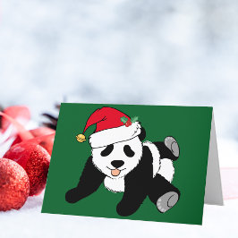Niedliche Weihnachtskarte Panda Bear Weihnachtsman Dankeskarte