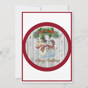 Niedliche Weihnachtskarte Snowman Couple Feiertagskarte