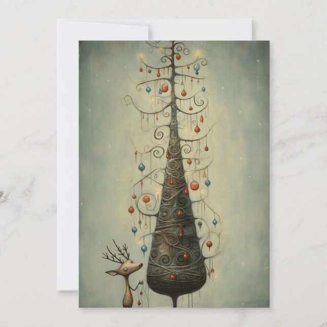 Niedliche Weihnachtskarten - Gezeichnet Weihnachts Feiertagskarte (Vorderseite)