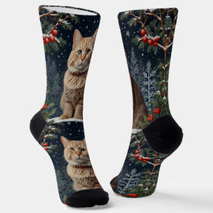 Niedliche Weihnachtskätzchen im Winter Socken