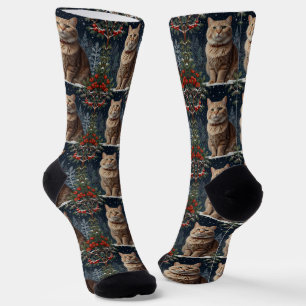 Niedliche Weihnachtskätzchen im Winter Socken