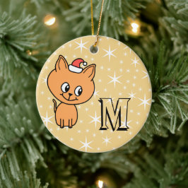 Niedliche Weihnachtskatze, benutzerdefinierte Mono Keramik Ornament