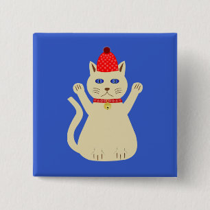 Niedliche Weihnachtskatze Button