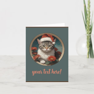 niedliche Weihnachtskatze Dankeskarte