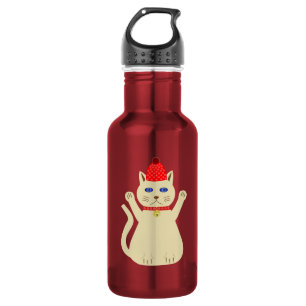 Niedliche Weihnachtskatze Edelstahlflasche
