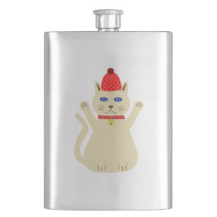 Niedliche Weihnachtskatze Flachmann