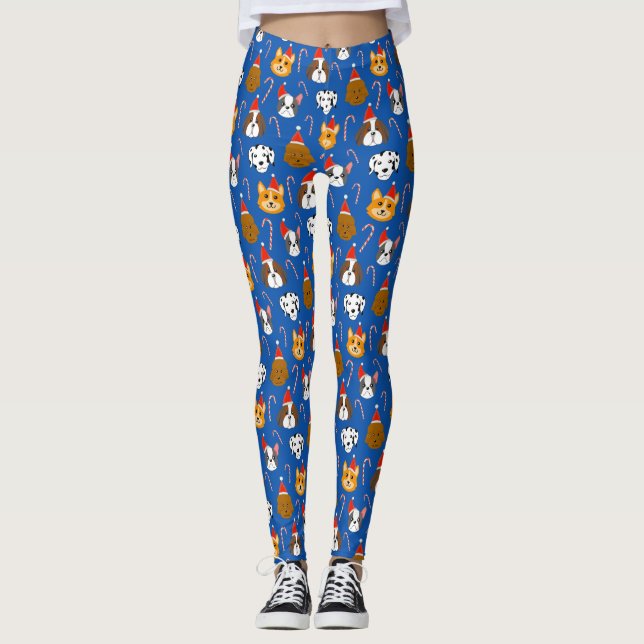 Niedliche Weihnachtskatze Gemustert Leggings (Vorderseite)