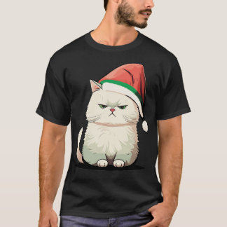 Niedliche Weihnachtskatze Geschenk Funny Katze Wei T-Shirt