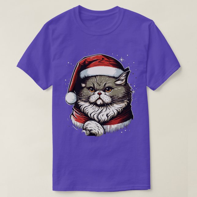 Niedliche Weihnachtskatze Geschenk Funny Katze Wei T-Shirt (Design vorne)