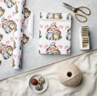 Niedliche Weihnachtskatze Geschenkpapier