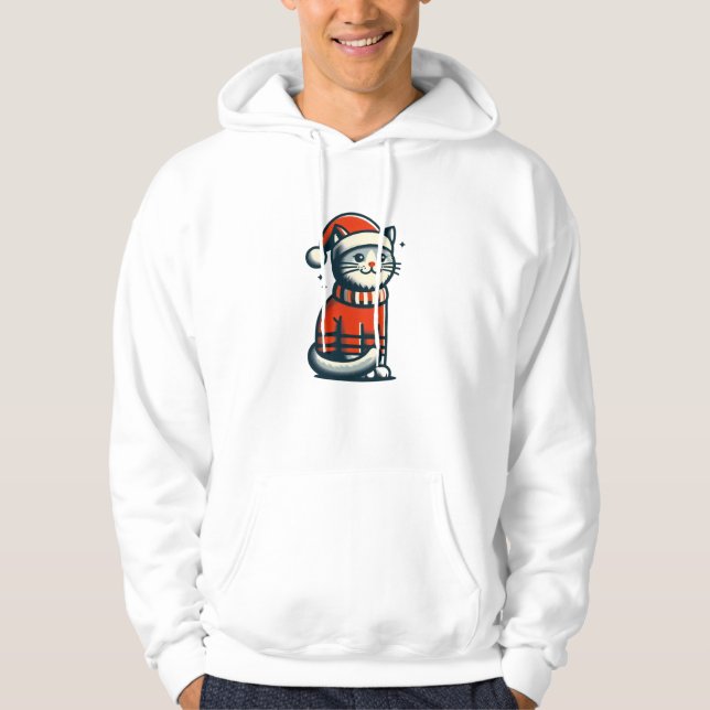 Niedliche Weihnachtskatze Hoodie (Vorderseite)