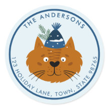 Niedliche Weihnachtskatze in Blue Strick Hat anpas