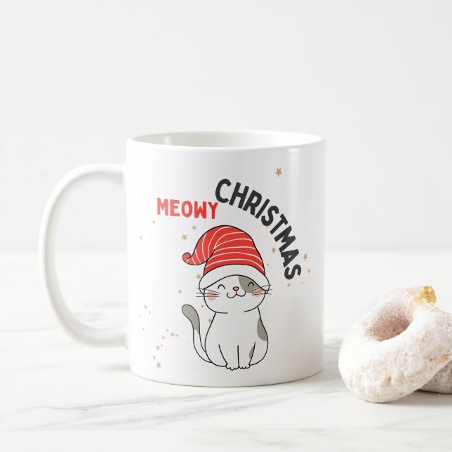 niedliche Weihnachtskatze Kaffeetasse (Mit Donut)