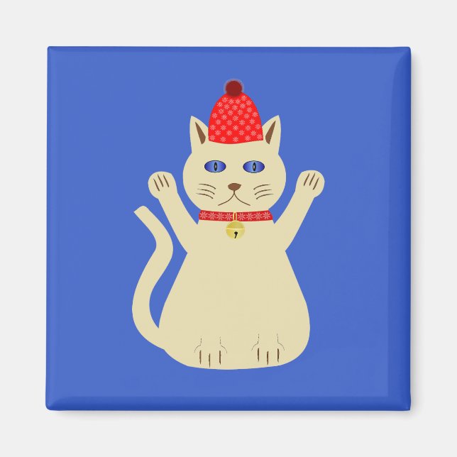 Niedliche Weihnachtskatze Magnet (Vorne)