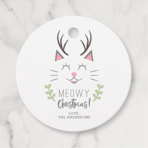 Niedliche Weihnachtskatze mit Antlers Holiday Geschenkanhänger