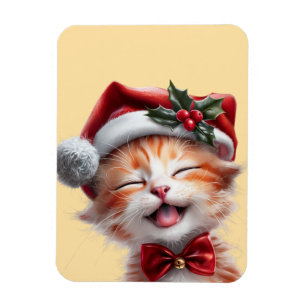 Niedliche Weihnachtskatze mit Weihnachtsmannmütze  Magnet