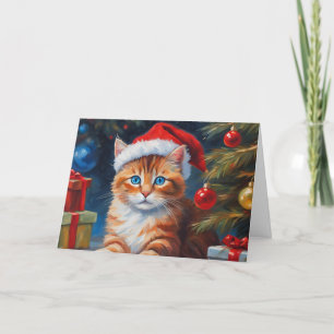 Niedliche Weihnachtskatze, Ornamente Feiertagskarte