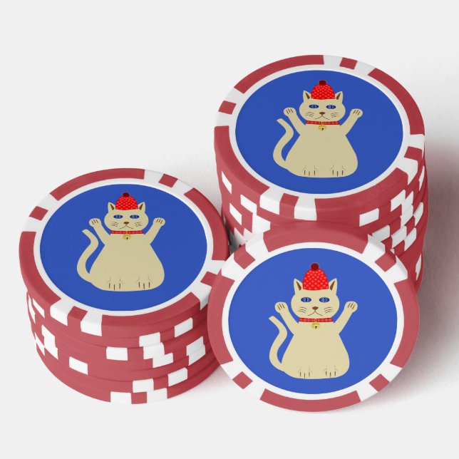 Niedliche Weihnachtskatze Pokerchips (Stapel)