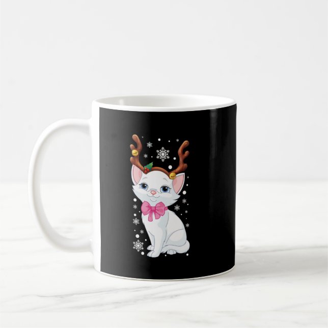 Niedliche Weihnachtskatze Reindeer Cat Lovers Funn Kaffeetasse (Links)
