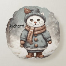 Niedliche Weihnachtskatze Snowman Watercolor Whims