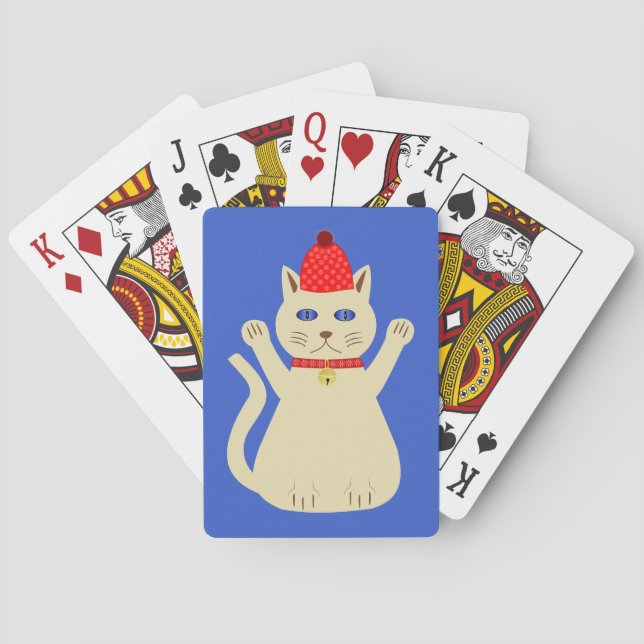 Niedliche Weihnachtskatze Spielkarten (Rückseite)