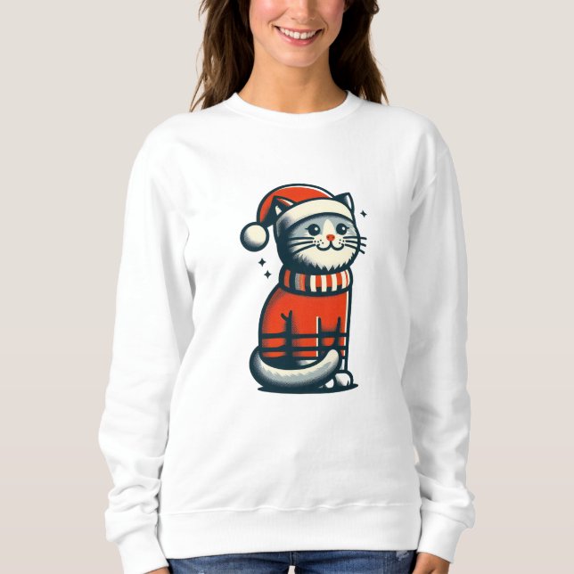 Niedliche Weihnachtskatze Sweatshirt (Vorderseite)