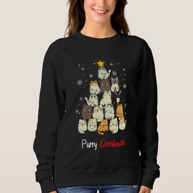 Niedliche Weihnachtskatze Sweatshirts für Katzen-M (Vorderseite)