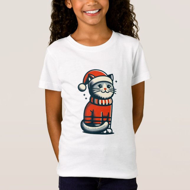 Niedliche Weihnachtskatze T-Shirt (Vorderseite)