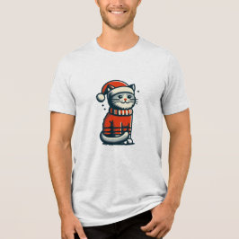 Niedliche Weihnachtskatze Tri-Blend Shirt