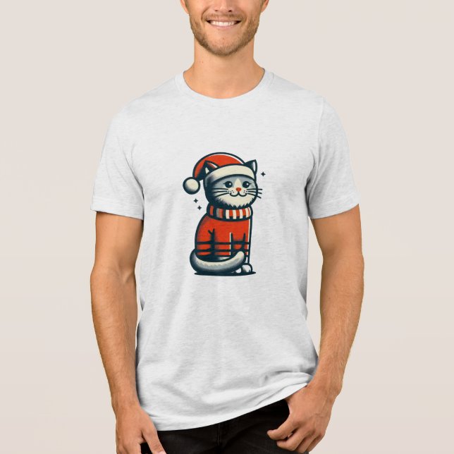 Niedliche Weihnachtskatze Tri-Blend Shirt (Vorderseite)