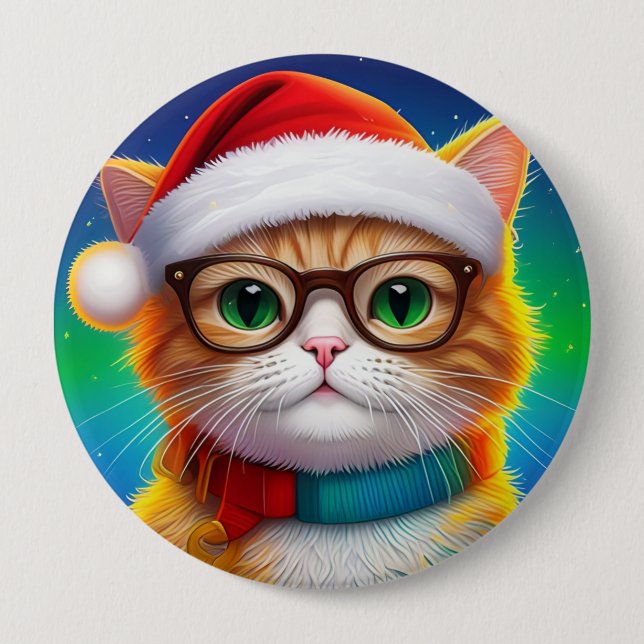 Niedliche Weihnachtskatze Weihnachtsmann-68265 Button (Vorderseite)
