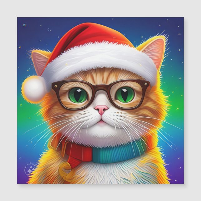 Niedliche Weihnachtskatze Weihnachtsmann-68265 Magneteinladung (Vorderseite)