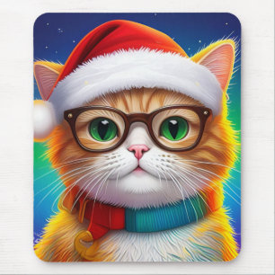 Niedliche Weihnachtskatze Weihnachtsmann-68265 Mousepad