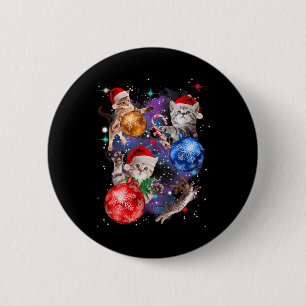 Niedliche Weihnachtskatzen in Weltraumschmuck Graf Button